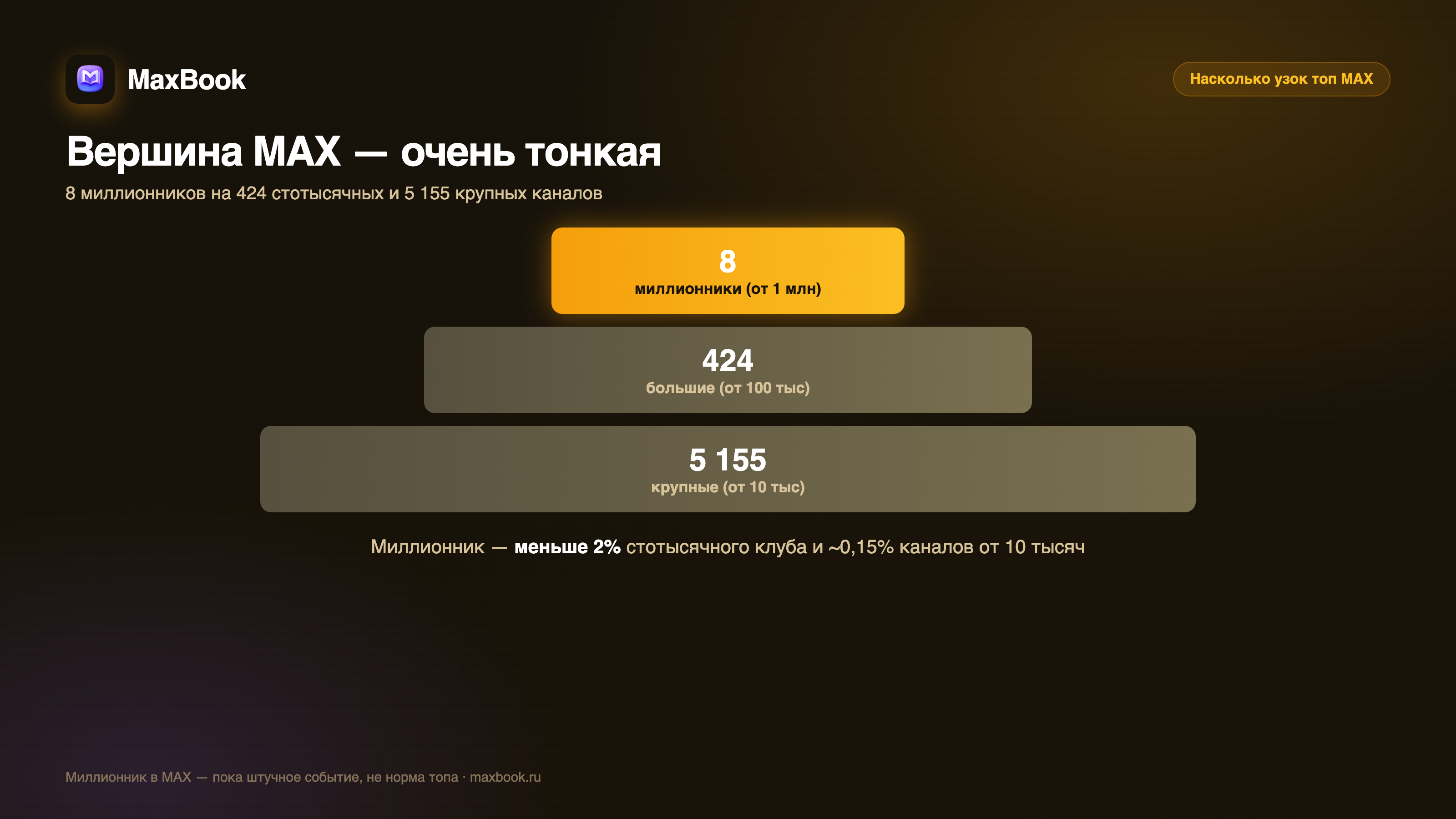 Узкая вершина MAX: 8 миллионников из 5155 крупных — инфографика MaxBook